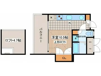 広島電鉄江波線 舟入幸町駅 徒歩2分 9階建 築22年(ワンルーム/6階)の間取り写真