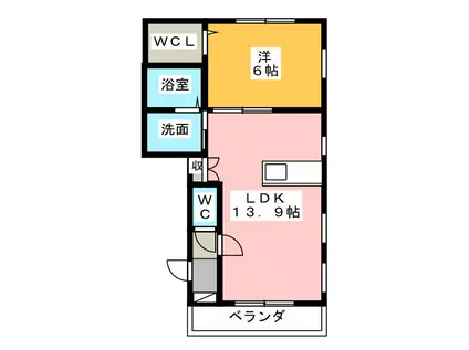 メゾンフローラ城北(1LDK/2階)の間取り写真