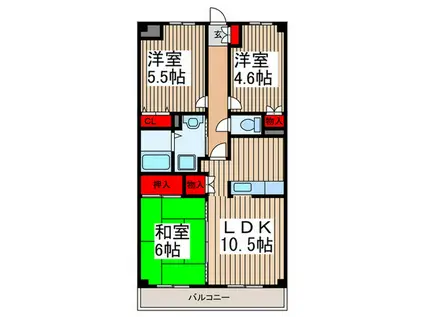 パレスアゼリア(3LDK/3階)の間取り写真