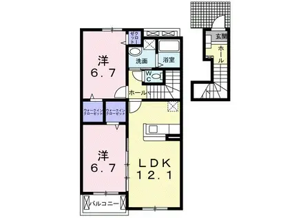 ジュピター(2LDK/2階)の間取り写真