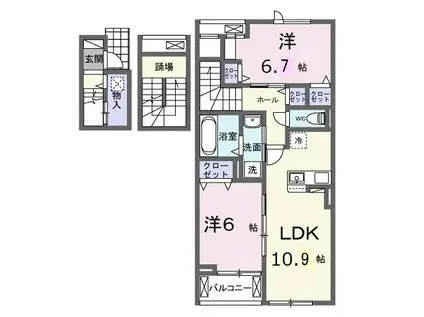 フローラーリア橘II(2LDK/3階)の間取り写真