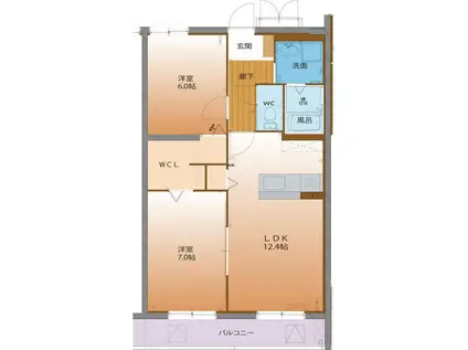 ハートフル ウィステリア(2LDK/1階)の間取り写真