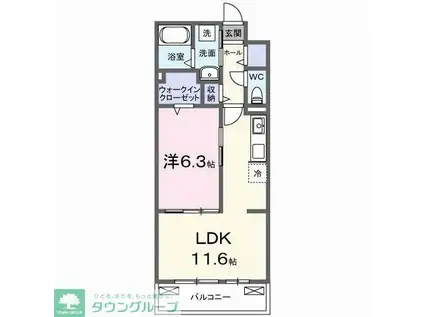 ベルヒルズノース(1LDK/3階)の間取り写真