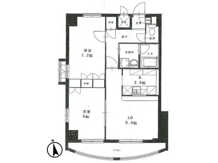 グランシャリオ(2LDK/4階)の間取り写真