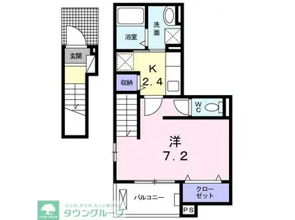 サザンクロス(1K/2階)の間取り写真