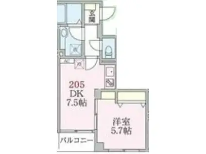 アローマ王子本町(1DK/2階)の間取り写真