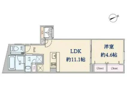 REVE RESIDENCE 高輪(1LDK/4階)の間取り写真