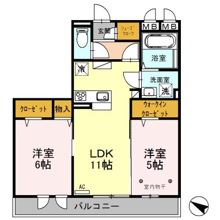 リビエールセレナ(2LDK/3階)の間取り写真