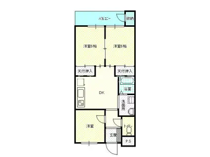 菊栄ハイツ(3DK/3階)の間取り写真