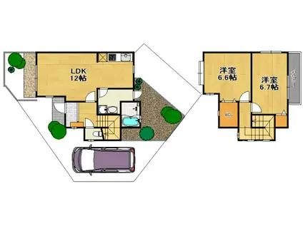 クアトロ・プエルタス(2LDK/1階)の間取り写真