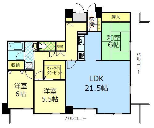 トーカンマンション中通(3LDK/11階)の間取り写真