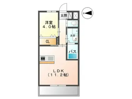 MARK(1LDK/2階)の間取り写真