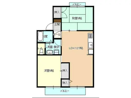 メゾンドール塩屋(2LDK/2階)の間取り写真