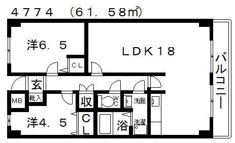ハイグレード高井田(2LDK/4階)の間取り写真