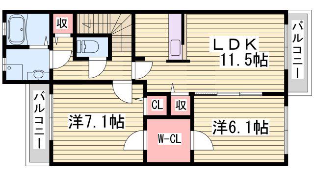 アルブルシャルマン(2LDK/2階)の間取り写真