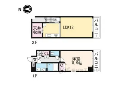 グランディール祐(1LDK/3階)の間取り写真