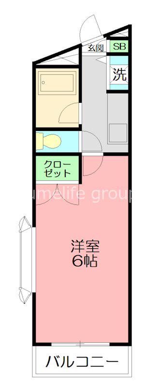 ユースフル伊勢原(ワンルーム/3階)の間取り写真