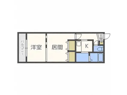 ゼスティ医大前(1LDK/3階)の間取り写真