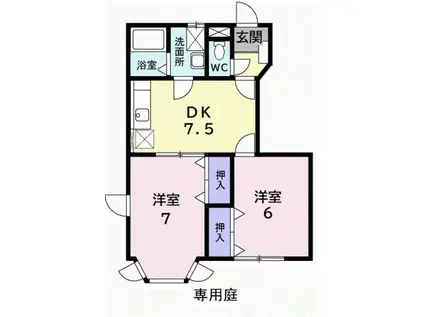 ドリーム宮久保II番館(2DK/1階)の間取り写真