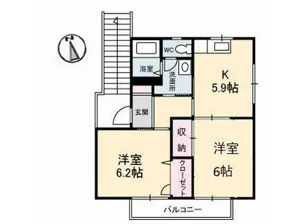 サンライフ光D(2K/1階)の間取り写真