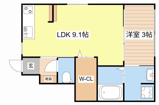 グリシーヌ竜田(1LDK/1階)の間取り写真