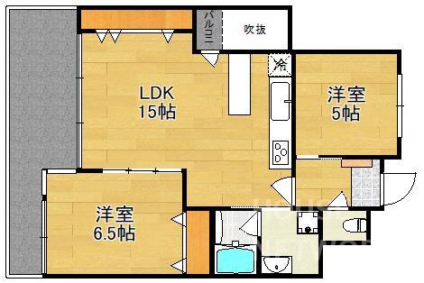 御所西ロイヤルプラザ(2LDK/3階)の間取り写真