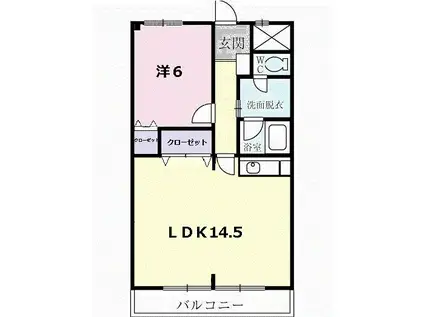 ジュネス戸祭(1LDK/5階)の間取り写真