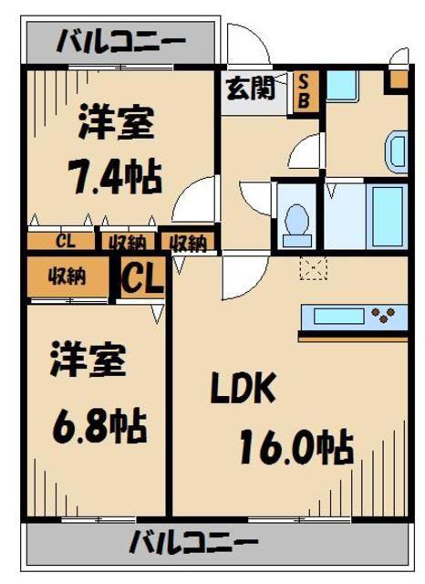 みそのガーデン(2LDK/2階)の間取り写真