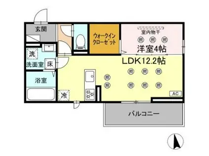 D-RESENA SOLAIRE(1LDK/1階)の間取り写真