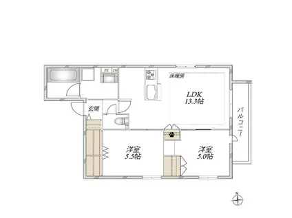 浦和区東仲町メゾン(2LDK/3階)の間取り写真