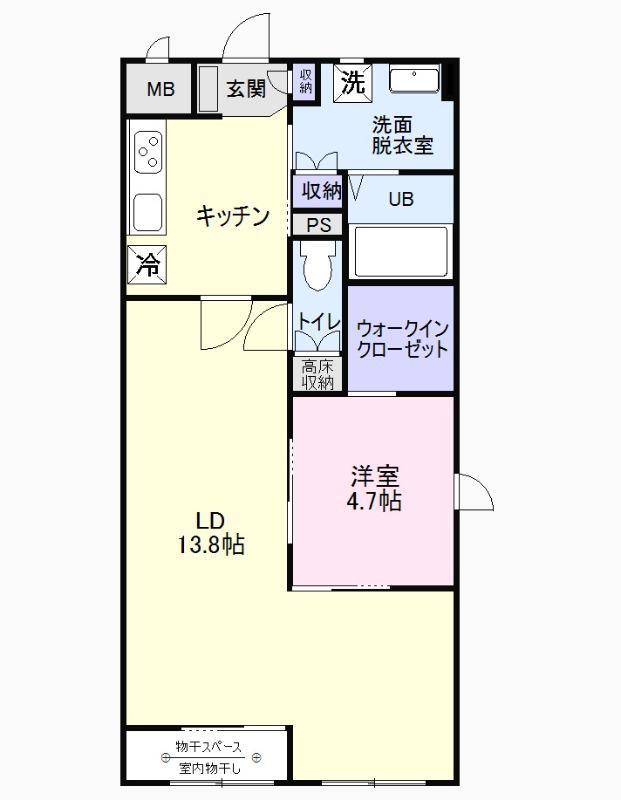 猫ん家 シャトン黄金(1LDK/1階)の間取り写真