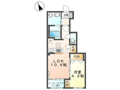 一畑電車北松江線 大津町駅 徒歩17分 2階建 築1年(1LDK/1階)の間取り写真