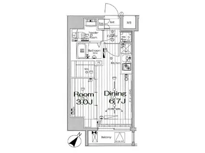 メイクスデザイン川崎III(1DK/5階)の間取り写真