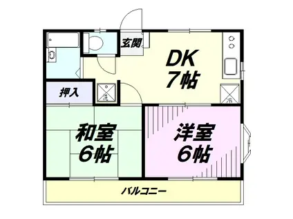 マイウィル(2DK/2階)の間取り写真