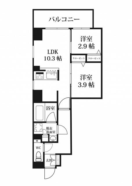 MODERN PALAZZO博多BAY(2LDK/6階)の間取り写真