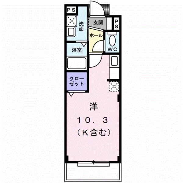 サン・スプリングメゾンA棟(1K/1階)の間取り写真