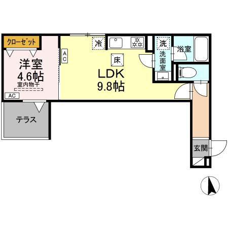 セレスティア徳丸 A(1LDK/1階)の間取り写真