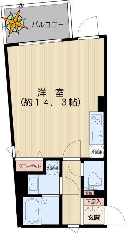 カーサブリランテ本駒込(ワンルーム/3階)の間取り写真