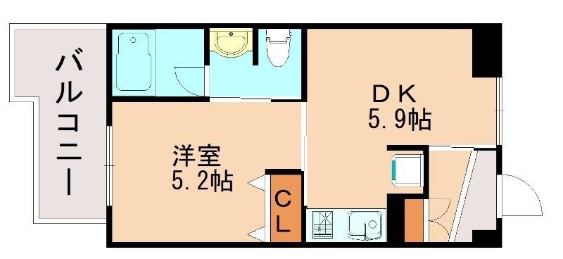 ルーエハイム(1DK/4階)の間取り写真