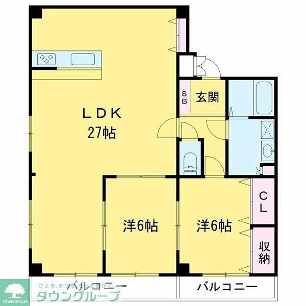 レジデンスヤマザキII(2LDK/3階)の間取り写真