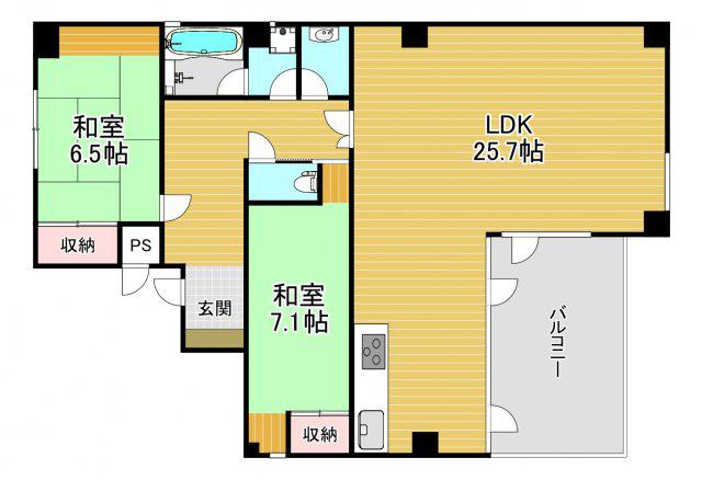 シオンズガーデン花川(2LDK/3階)の間取り写真