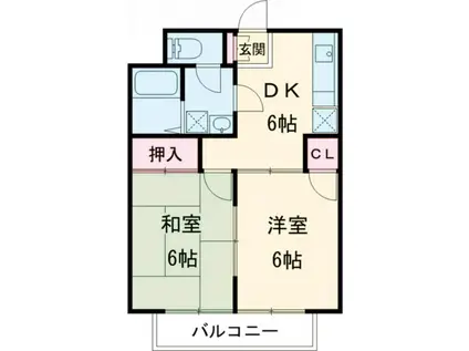 エルシティII(2DK/1階)の間取り写真