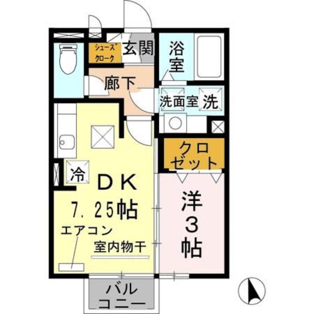 ハイツエンカウンター(1DK/1階)の間取り写真