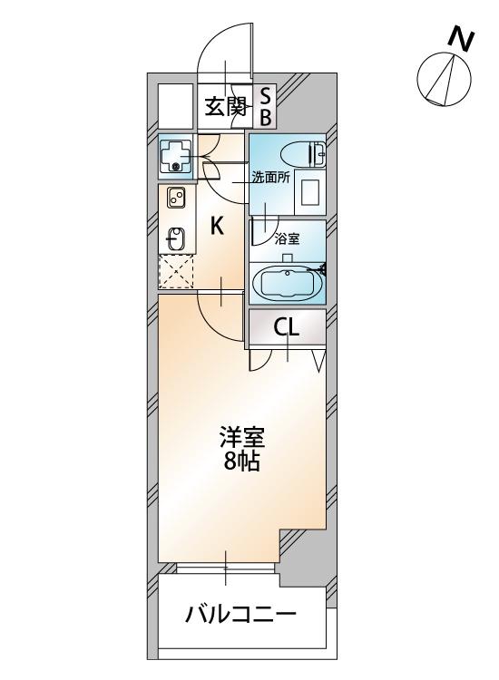 KDX千葉中央レジデンス(1K/8階)の間取り写真