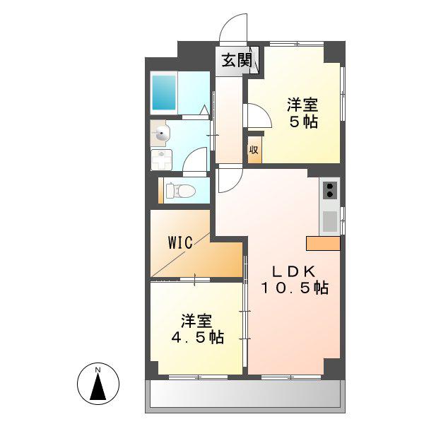 ハイツナギサ(2LDK/5階)の間取り写真