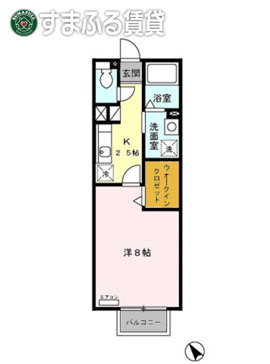 トレゾール咲(1K/2階)の間取り写真