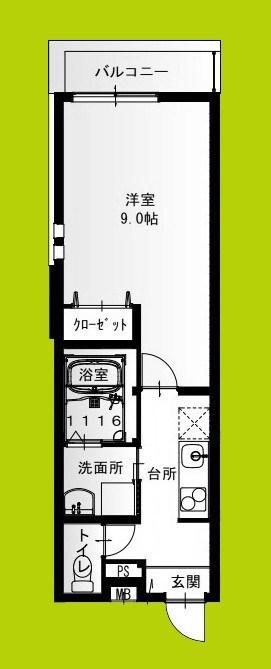 フジパレス阪急武庫之荘駅西V番館(1K/3階)の間取り写真