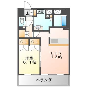グランアベニュー名駅(1LDK/4階)の間取り写真