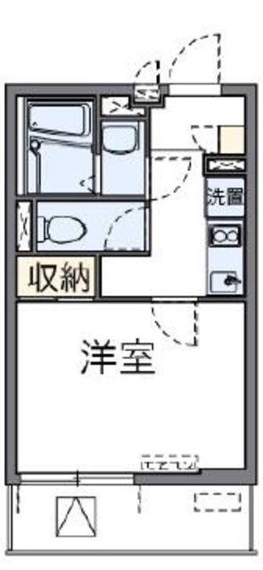 クレイノパーシモン(1K/2階)の間取り写真