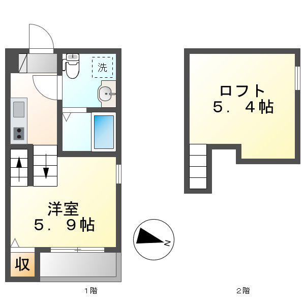 ハーモニーテラス広住町(1K/1階)の間取り写真